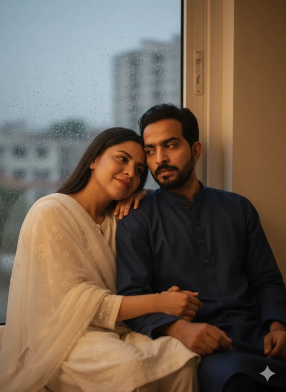 Cozy Rainy Day Couple Portrait: AI Art Prompt thumbnail 2