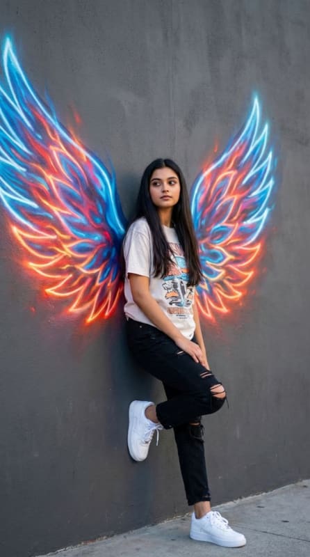 Urban Neon Wings Street Portrait thumbnail 2