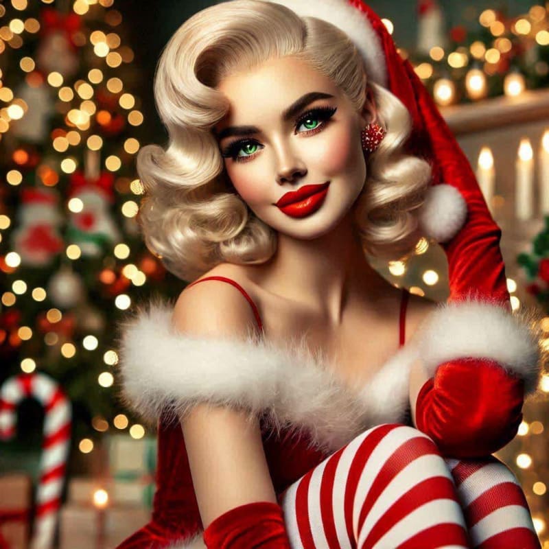 Pin-Up Santa Girl: Retro Christmas Glamour thumbnail 9