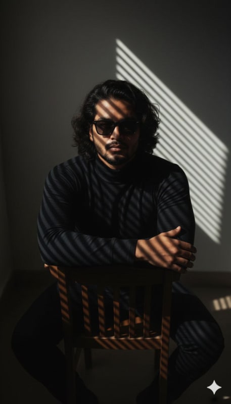 Dramatic Venetian Blind Shadow Portrait - view 1