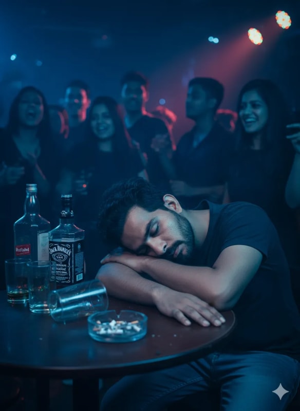 Man Asleep at Nightclub Table - AI Art Prompt thumbnail 2