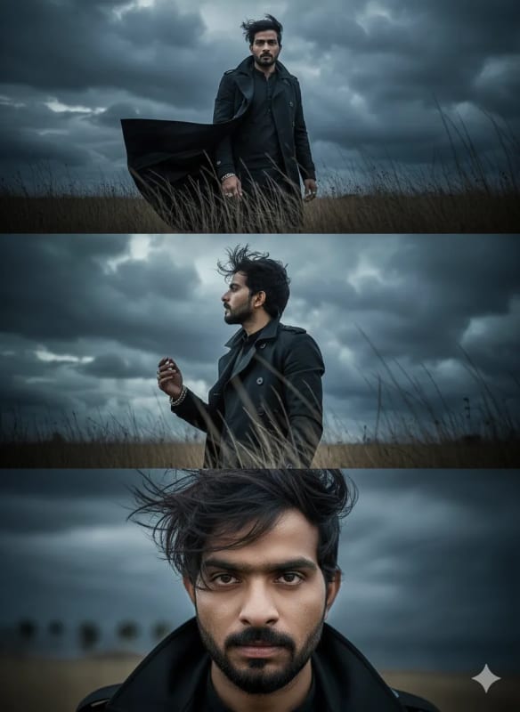 Windy Noir: Dramatic Portrait of a Man in a Trench Coat - view 1
