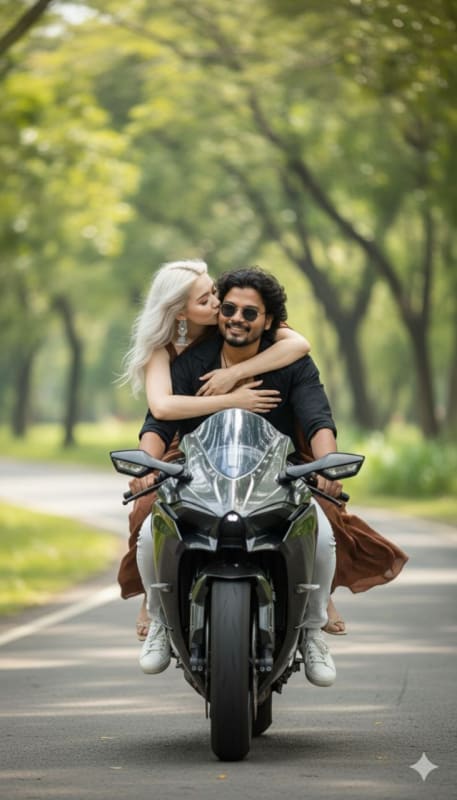Cinematic Couple Riding Ninja H2R - view 1