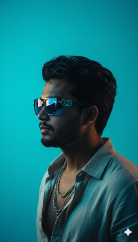 Vibrant Cyan Fashion Profile Portrait thumbnail 3