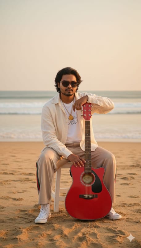 Stylish Beach Musician Portrait thumbnail 2