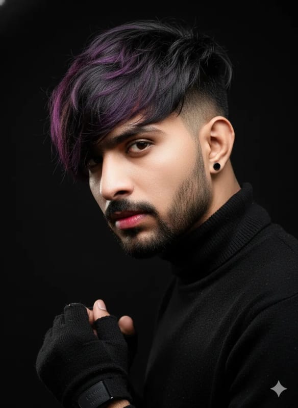 Dramatic Close-Up Portrait of a Young Man with Black Hair - view 1