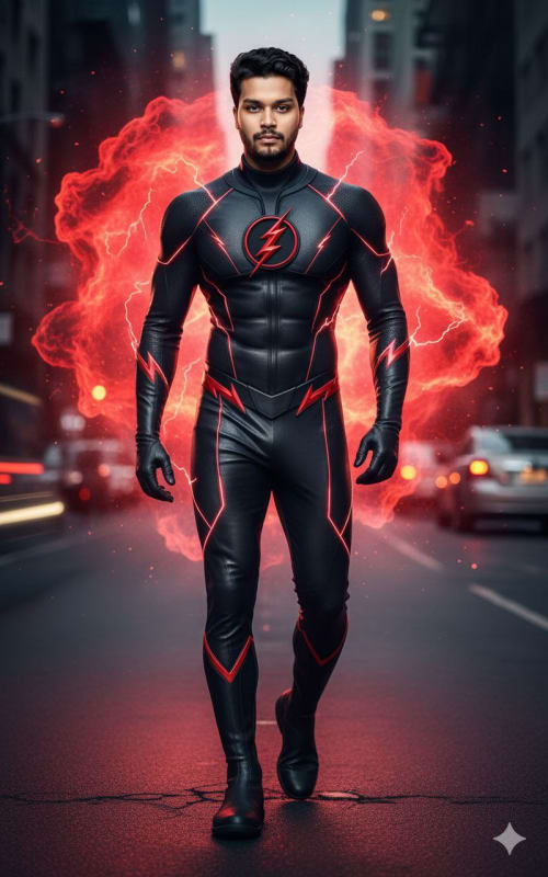 Black Flash Jumpsuit Fashion Photography Prompt thumbnail 3