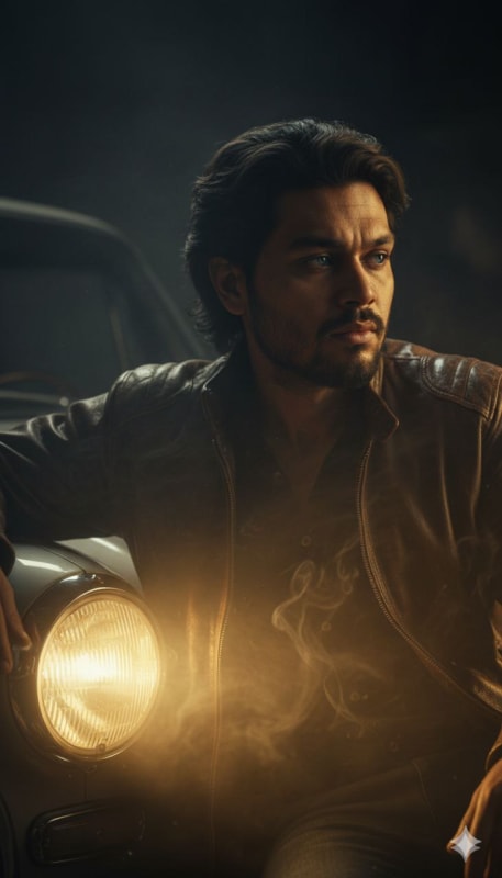 Cinematic Vintage Car Headlight Portrait - view 1