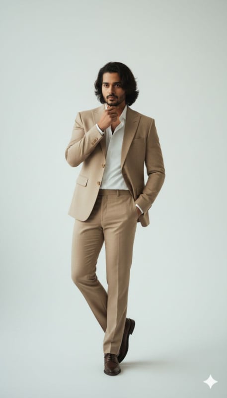 Minimalist Beige Suit Fashion Portrait thumbnail 2