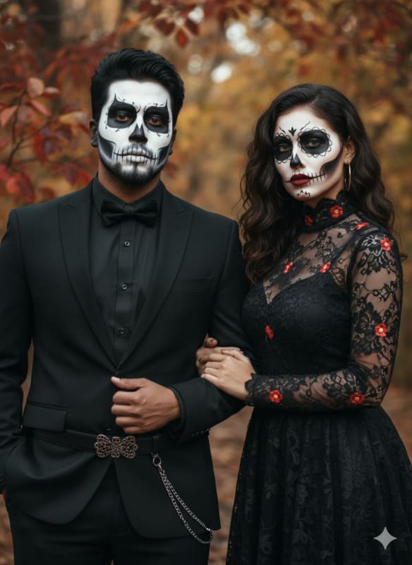 Gothic Día de los Muertos Couple Portrait Photography thumbnail 5