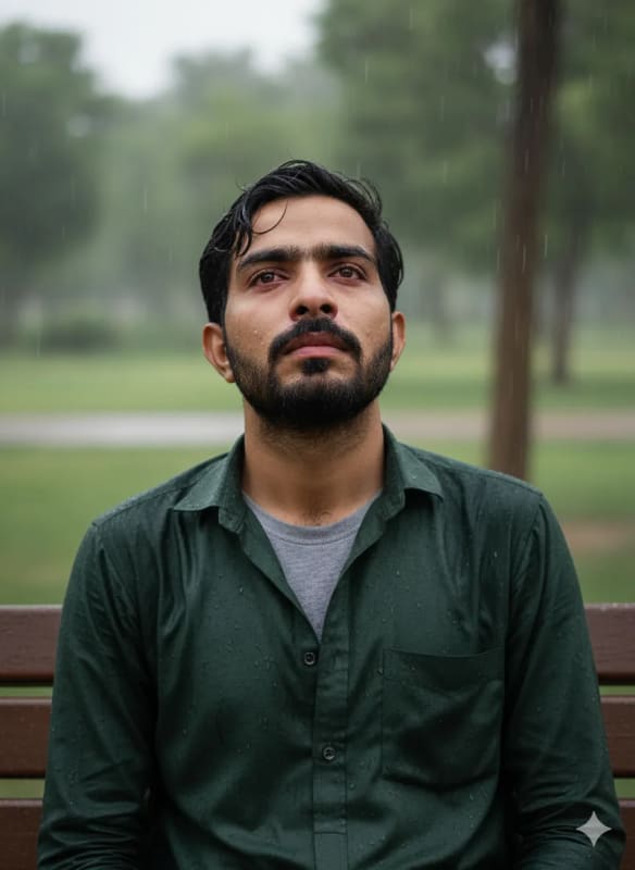 Melancholic Portrait of a Man in the Rain - AI Art Prompt thumbnail 2