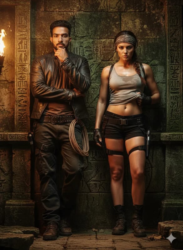 Hyperrealistic Adventurer Couple Portrait in 8k - view 1