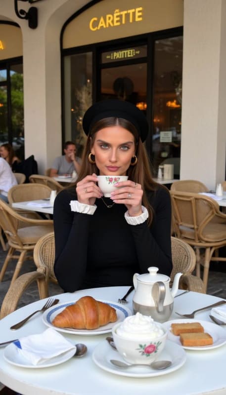 Elegant Parisian Cafe Scene: Realistic 8K Photo thumbnail 2