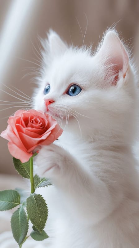 Kitten and Rose Hyperrealistic Pet Portrait thumbnail 5