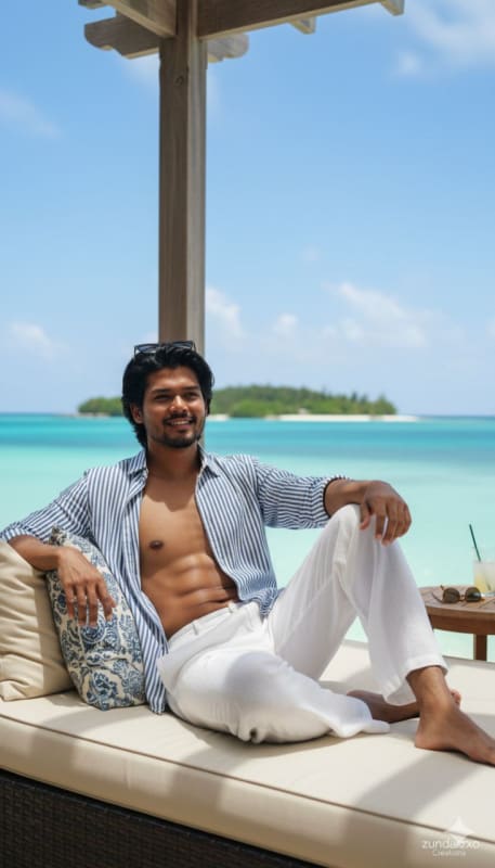 Luxury Seaside Resort Portrait - Young Man Lounging thumbnail 3