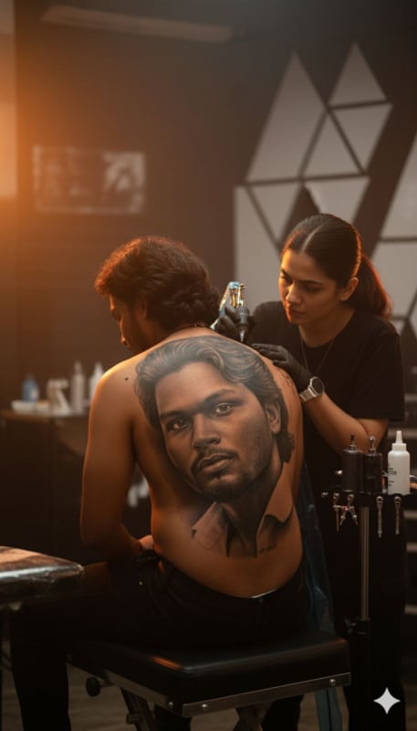 Hyper-Realistic Self-Portrait Back Tattoo - view 1