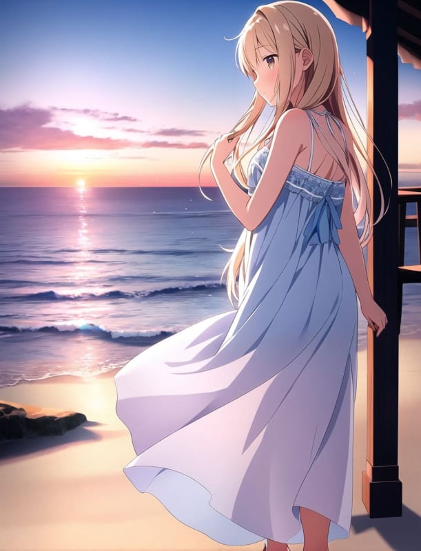 Sunset Beach Serenity: A Romantic Seaside Portrait thumbnail 4