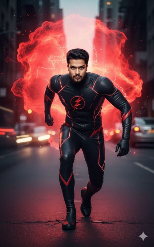 Black Flash Jumpsuit Fashion Photography Prompt thumbnail 4