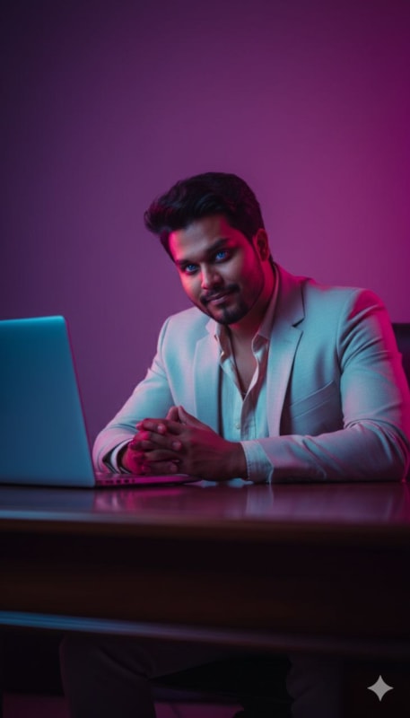 Cinematic Neon Executive Portrait - view 1