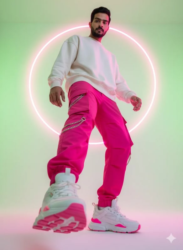 Futuristic Fashion: Neon Pink and Streetwear Photography - view 1