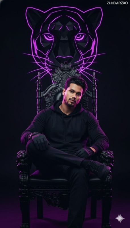 Ultra-Realistic Black Panther Portrait with Confident Man thumbnail 3