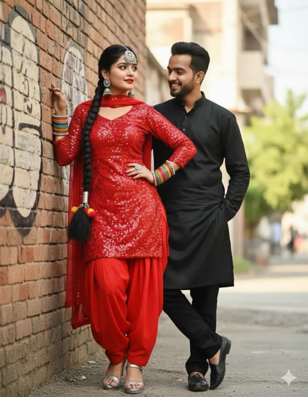 Fiery Red Patiala Salwar Kameez Fashion Editorial thumbnail 2