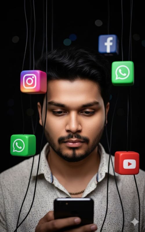 Social Media Addiction Portrait: Cinematic and Photorealistic thumbnail 2