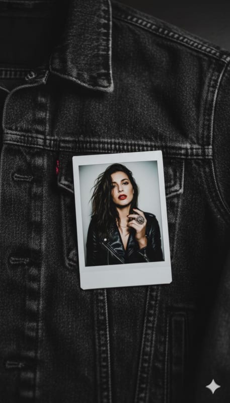 Portrait Print on Indigo Denim thumbnail 4