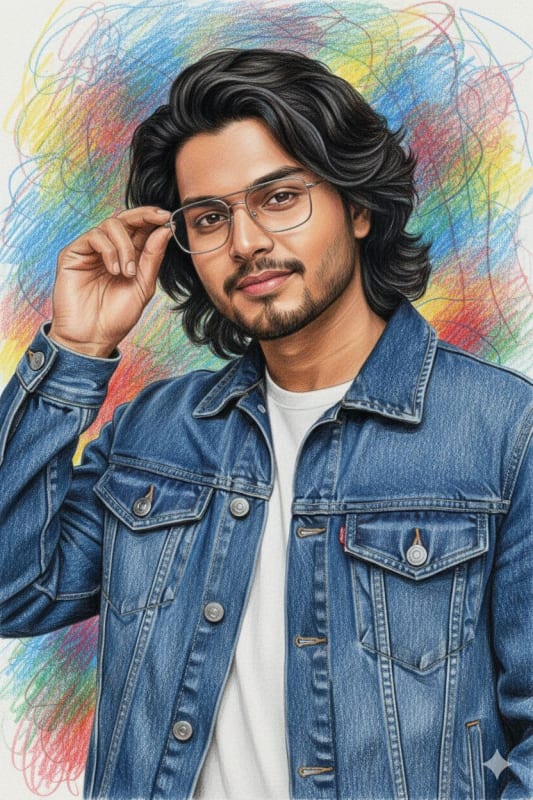 Realistic Colored Pencil Portrait of a Young Man - view 1