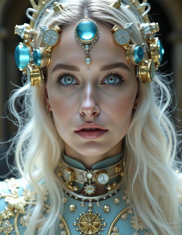 Futuristic Cybernetic Empress Portrait: AI Art Prompt - view 1