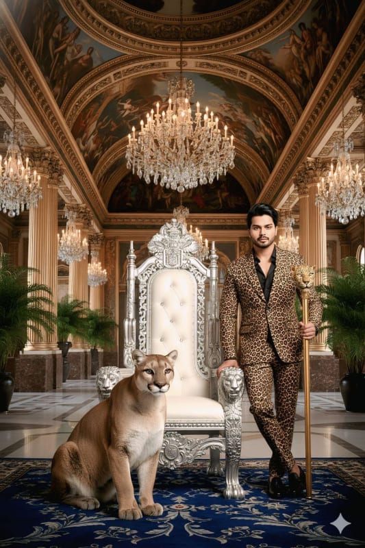 Leopard King Portrait: Opulence and Power in 8K - view 1