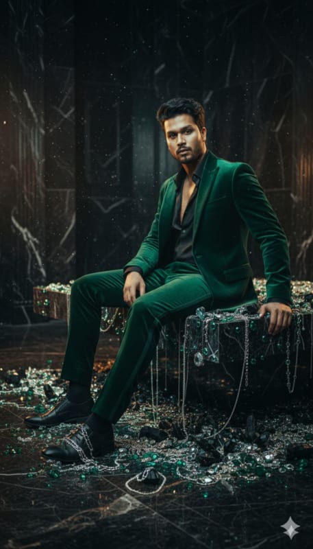 Emerald Elegance: A High-Fashion Editorial Prompt - view 1