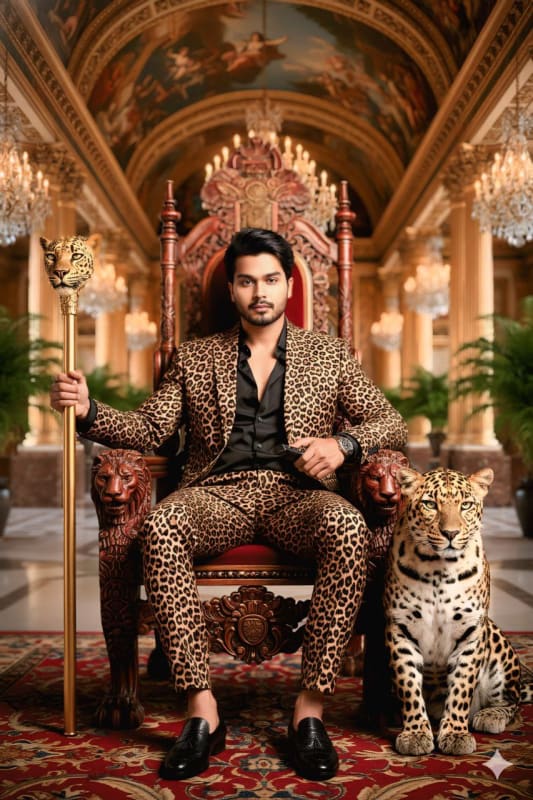 Leopard King Portrait: Opulence and Power in 8K thumbnail 2