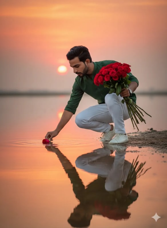 Golden Hour Rose Offering: Fine Art Portrait Photography - view 1