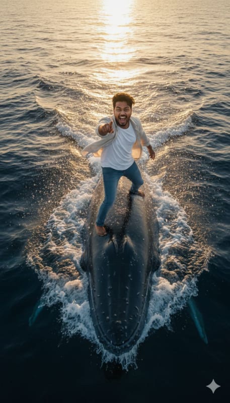 Cinematic Blue Whale Surfer - view 1