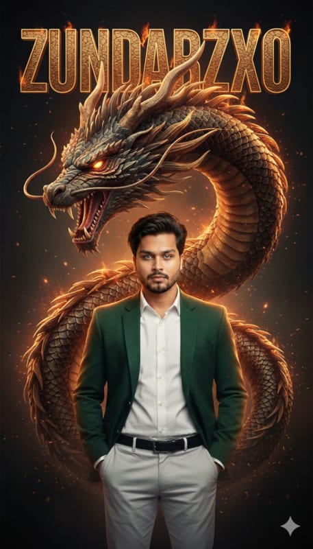 Dragon Portrait with Embossed Text: AI Photo Transformation thumbnail 2