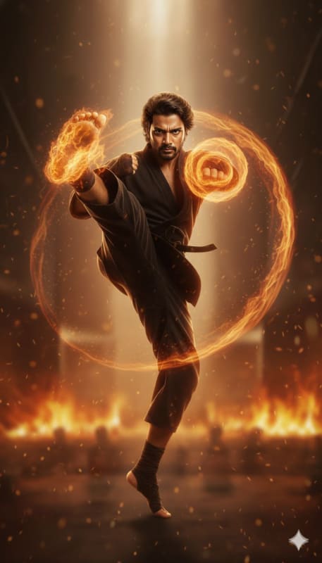 Cinematic Martial Arts Fire Kick thumbnail 3