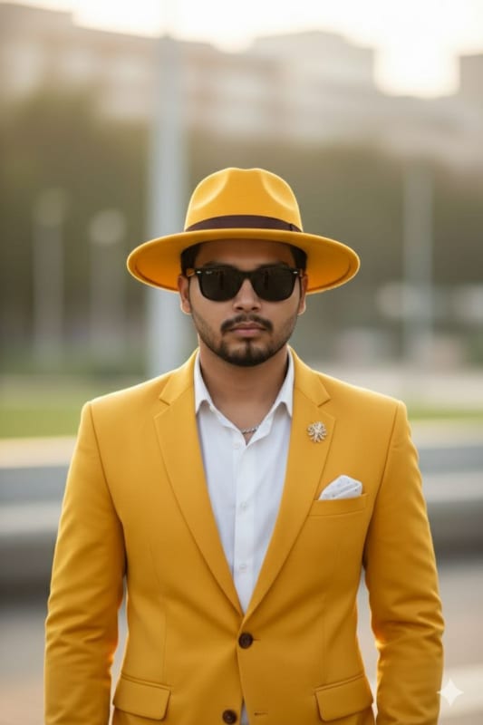Stylish Man Portrait with Fedora and Sunglasses - view 1