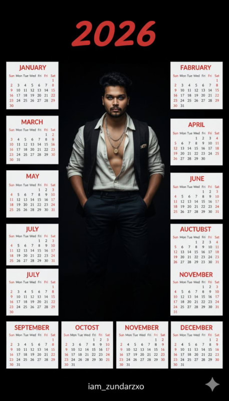 Modern 2026 Digital Calendar Portrait - view 1