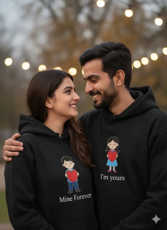 Matching Hoodie Couple Portrait: AI Generated Image thumbnail 3