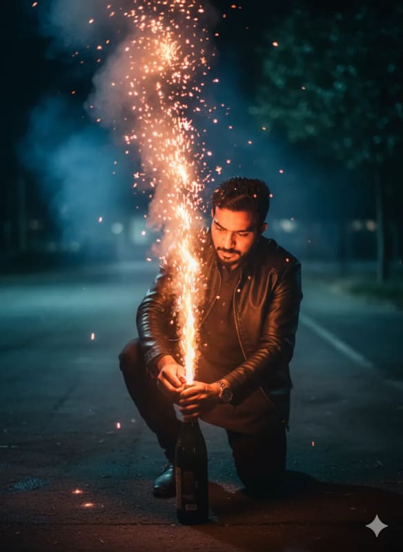 Dramatic Firework Photography: Cinematic Night Portrait thumbnail 2