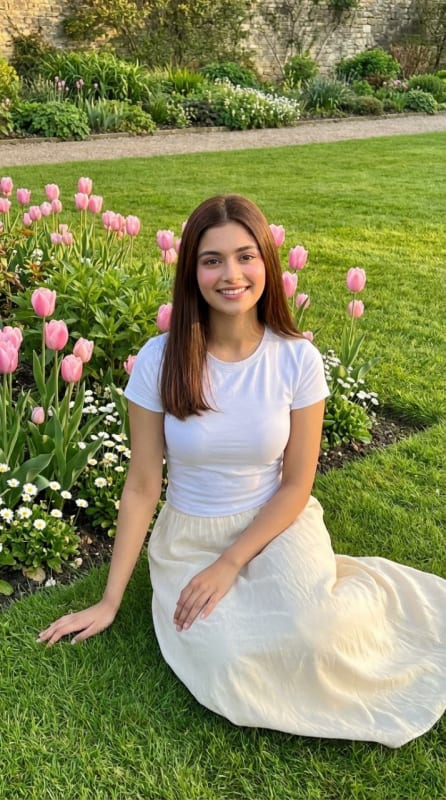 Graceful Woman in Spring Garden - view 1
