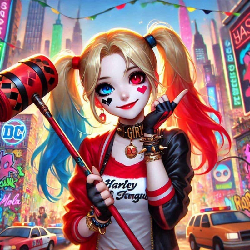 Harley Quinn in Vibrant Cityscape: AI Art Prompt thumbnail 4