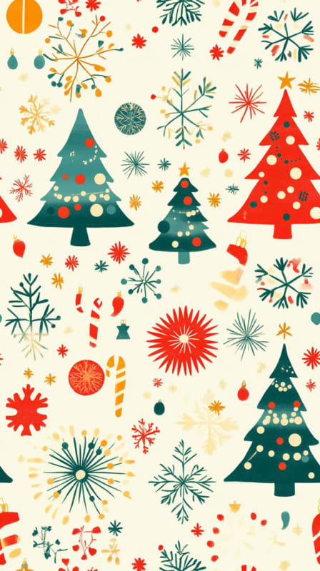 Retro New Year Pattern Illustration - Vintage Holiday Charm - view 1