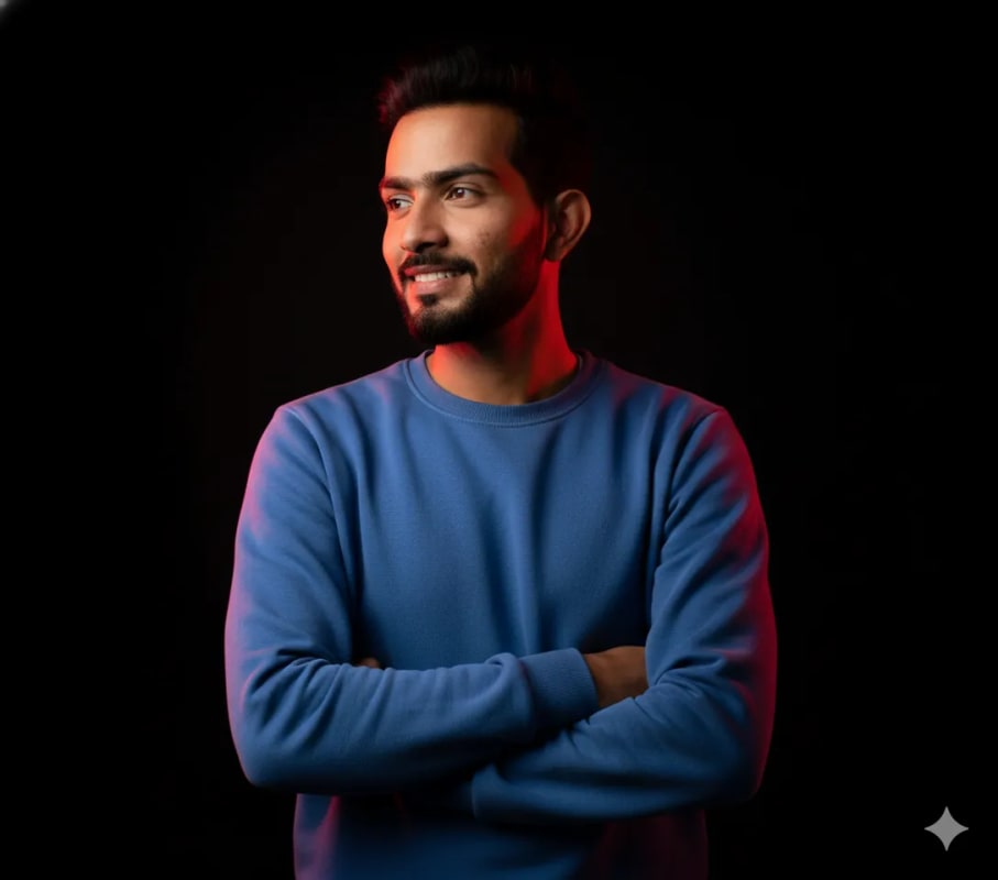 Stylish Portrait of a Confident Young Man in Studio Lighting - view 1