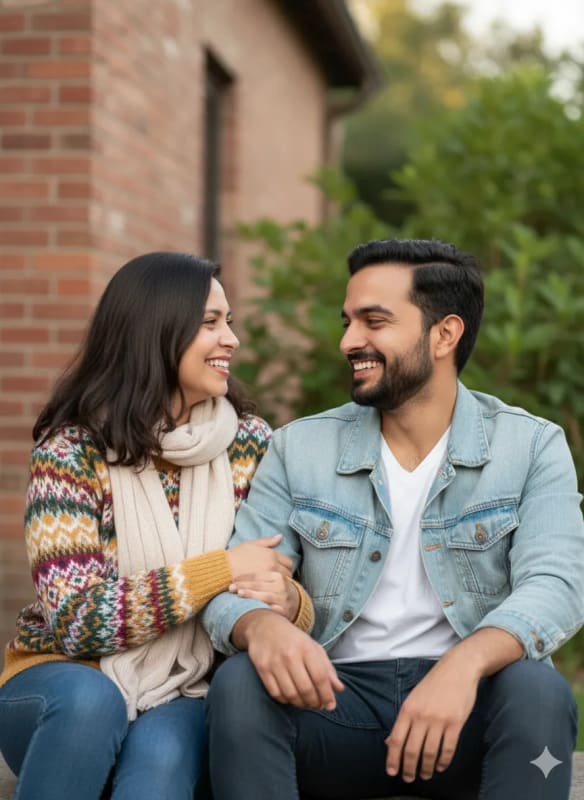 Joyful Couple Portrait in Natural Light - view 1