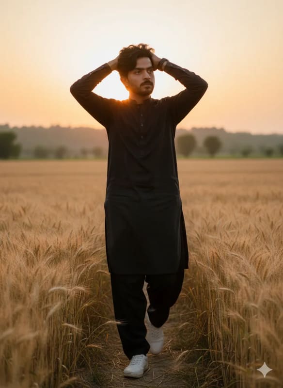 Golden Hour Portrait: Man in Wheat Field at Sunset thumbnail 2