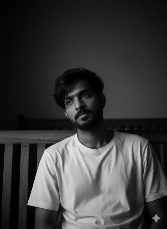 Moody Black and White Portrait of a Young Man thumbnail 2