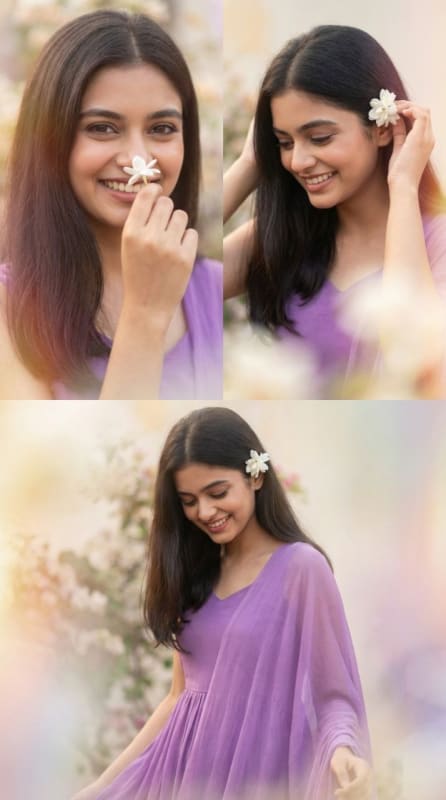 Ethereal Purple Floral Collage Portrait thumbnail 2
