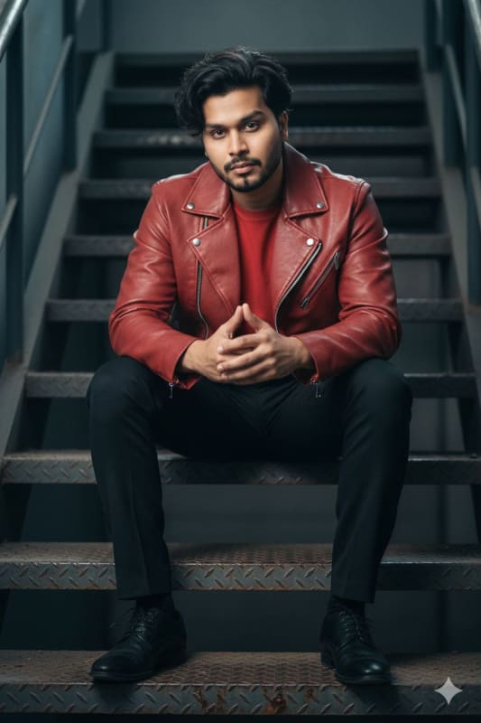 Moody Cinematic Portrait on Industrial Stairs thumbnail 2